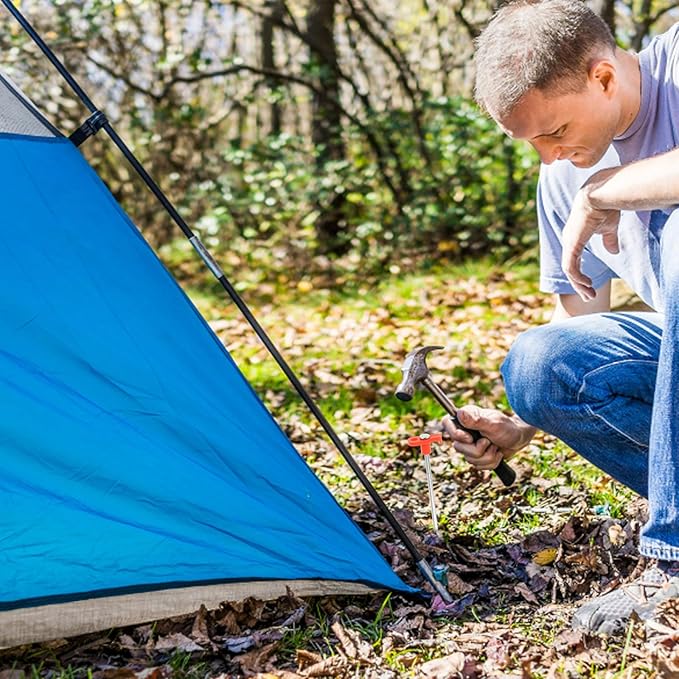 Angoily 20pcs Glow-in-The-Dark Camping Tent Stakes 6 * 180mm Metal Ground Pegs Outdoor Hiking Windproof Tent Anchors Tarps and Shelters