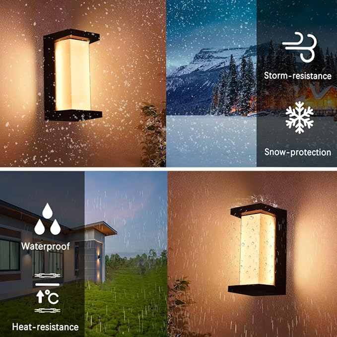 Outdoor Porch Lights 3000K 40000K 5000K 3 Colors Selectable LED Outdoor Light Fixtures Wall Mount 2 Pack Super Bright 1500lm Aluminum Exterior Lighting Fixtures for Outside House Front Door