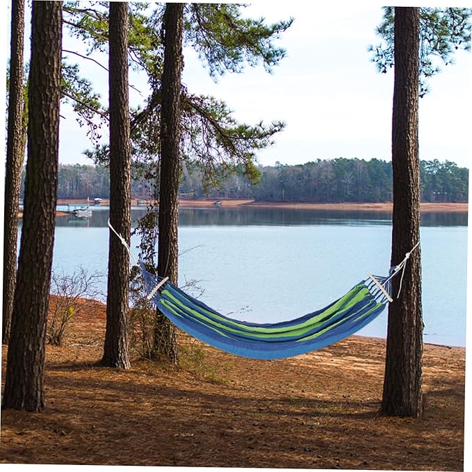 150kg Outdoor Camping Hammock with Capacity Double-Sided Canvas for Travel Beach and Garden Use Lightweight and Portable Easy Setup with Tree Straps