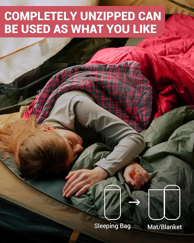 KingCamp Sleeping Bag for Adults Cold Weather &amp Warm Extra Wide Big &amp Tall XL Portable Waterproof Flannel Sleeping Bags Essentials Gear Accessories for Camping Backpacking Hiking Indoor &amp