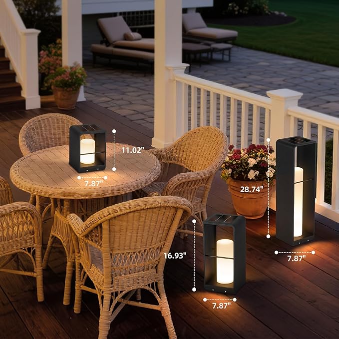 Outdoor Lights for Patio IP65 Solar Lanterns Outdoor Waterproof Dusk to Dawn Floor Lamp with 3000K LED Solar Powered Landscape Lighting for Garden Yard Deck Backyard Porch and Path