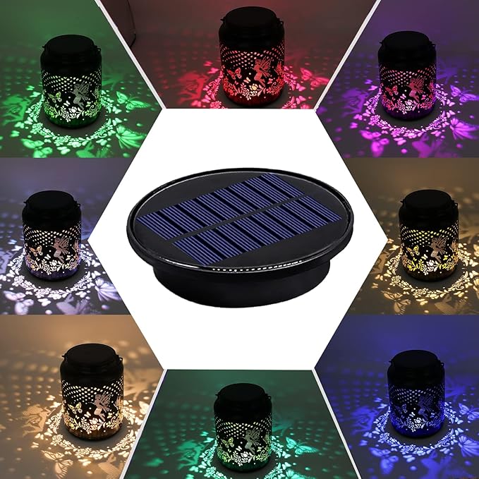 ZNYCYE Upgraded Replacement Solar Light Parts(Top Size 3.66 in) 4 Pack 8 Colors Solar Replacement Top Parts Lantern Lids for Garden Patio Yard Outdoor Hanging Lanterns