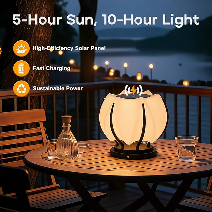 Solar Post Lights IP54 Modern Pillar Light Waterproof Column Lamp Outdoor Dusk to Dawn Solar Post Cap Light with 3200K LEDFence Deck Cap Lights for Garden Deck Patio Outside Lighting (Flower)