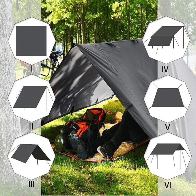 KALINCO Tent Tarp Picnic Mat Camping Tarp Tent Hammock Tarp pu Waterproof Camping tarp Tent Rain Fly Picnic Mat Survival Shelter Sunshade