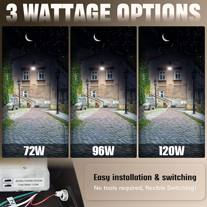 LED Wall Pack Light 120W/96W/72W with Dusk to Dawn Photocell18000LM 1000W Equiv.6000K/5000K/4000K Daylight Outdoor Security LightingCommercial Wall Mount Lights for WarehouseYard - 2Pack
