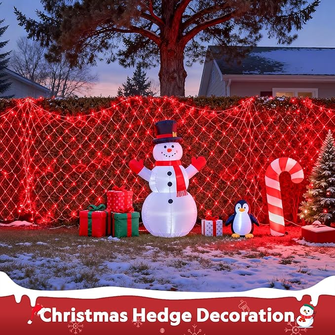 JMEXSUSS 200 LED Red Christmas Net Lights 9.8ft x 6.6ft Connectable Christmas Bush Lights with Remote 8 Modes Plug in Net Light Outdoor Mesh Light Waterproof for Tree Yard Valentines Decoration