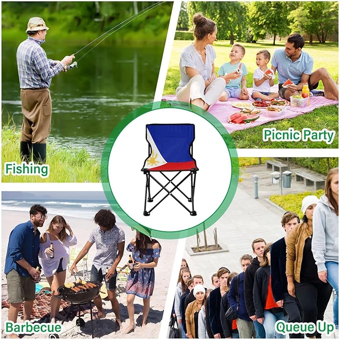 DOMIKING Philippines Flag Kids' Portable Camping Chairs for Outdoor Beach Chairs with Carry Bag Folding Chair for Garden Events Beach