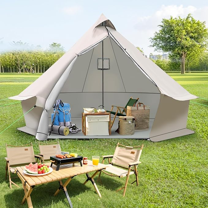 Yurt Tent 118 x 118 x 79 in 4-Season Camping Tent with Stove Jack 2-3 Person Oxford Tents Waterproof Bell Tent and Windproof Easy SetupTraveling Hiking Picnic