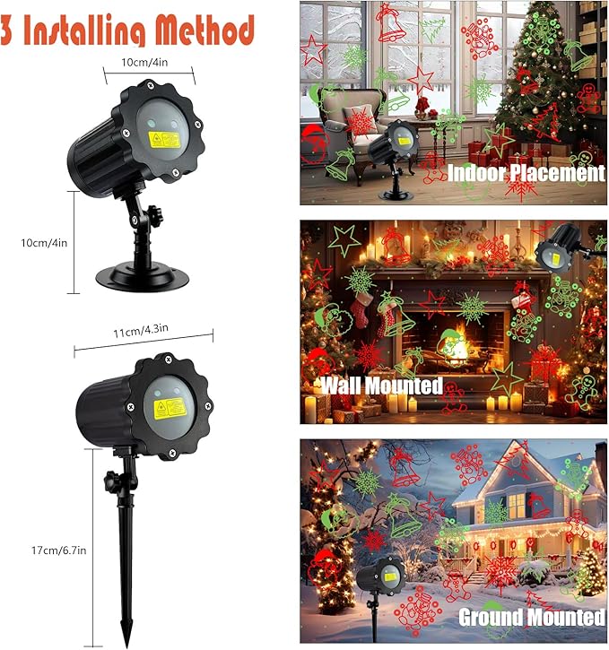 Brighter Christmas Projector Lights Outdoor Waterproof Laser Christmas Projector with Remote Christmas Spotlight Decorations for Party Yard Garden Outdoor Indoor