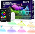 KSIPZE 100ft Permanent Outdoor Lights Waterproof IP67 Smart RGB+IC Eaves LED Lights with App &amp Button Control 200+ Dynamic Scene Modes for House Roof Garden Christmas Party Decor