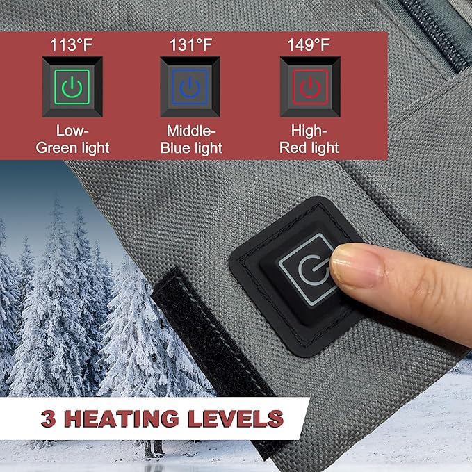 Heated Sleeping Bag Pad Heated Sleeping Bag Liner 3 Heating ZonesHeated Sleeping Bag Insert for Camping、Sofa、Chair