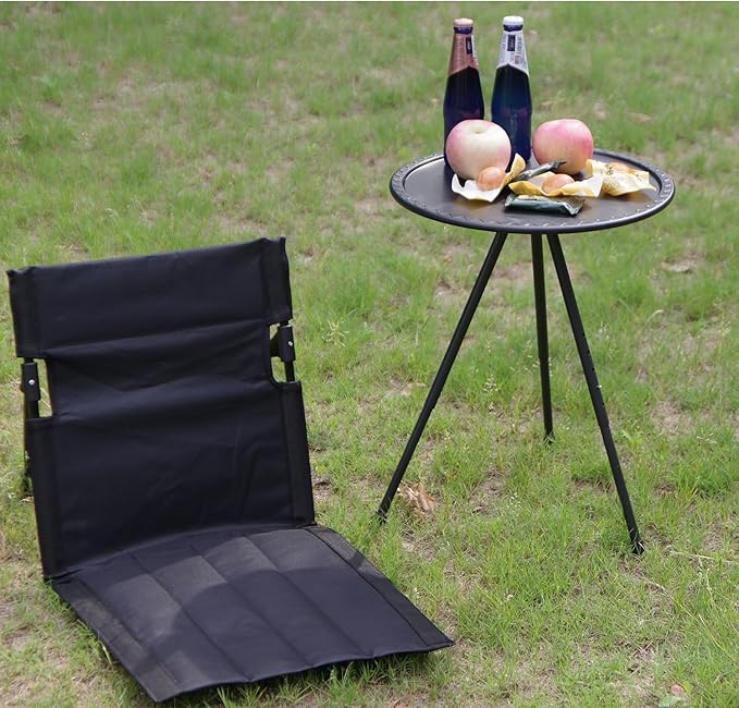 Outdoor Camping BackrestLightweight Foldable ChairPark Leisure backrestBeach Portable Single Lazy ChairAluminum Lazy Comfortable Backrest (Carbon Black)