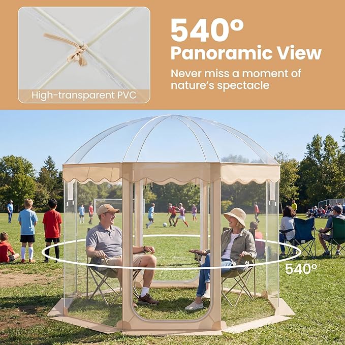 KOTEK Pop Up Bubble Tent 10 x 10 Ft Weather Pod with 2 Roll-Up Doors Carrying Bag 8-10 Person Igloo Tent Dome for Camping Backyard Beach Parks Winter Activities Outdoor Events