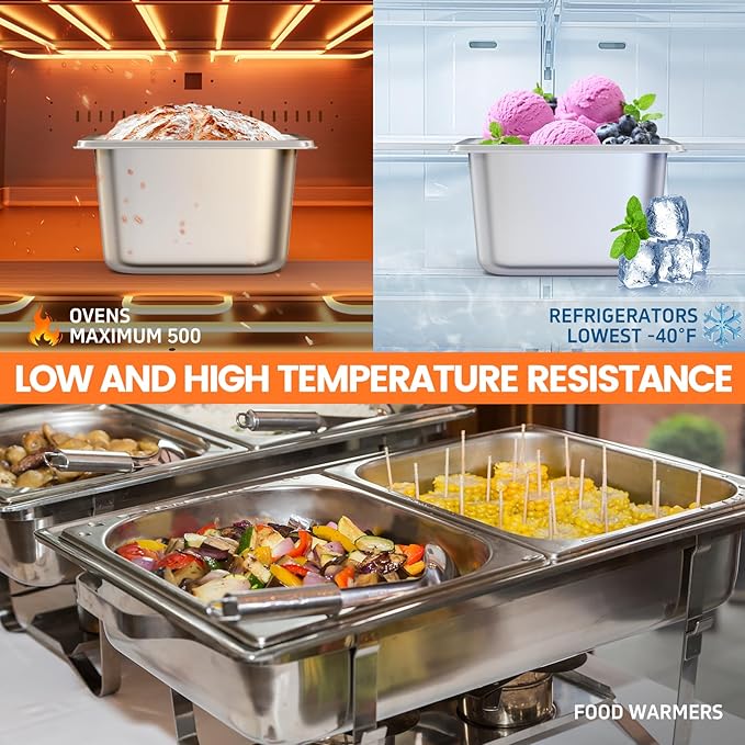 6 Pack Hotel Pans 1/6 Size 4 Inch Deep Steam Table Pan Stainless Steel Commercial Food Pan Anti Jam Steam Pan Breading Trays for Hotel Party Buffet Catering Supplies