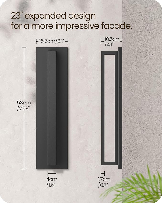 23 Outdoor Wall Lights 2 Pack LED Wall Lamps 2000LM Bright Porch Lighting 3000K Outdoor Light Fixtures IP65 Waterproof Dark Sky Friendly for Patio Garage Black B13HBP205
