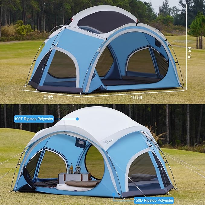 Vidalido 3-4 Person Camping Tent with 2 Large Mesh Door 4 Mesh Window Family Tents Double Layer Waterproof Portable Easy Setup Camp Tent Canvas Dome Tents for Camping Outdoor Hiking and Backpacking