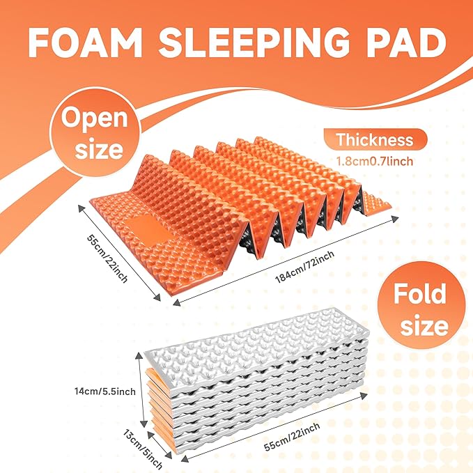 Ultralight Closed Cell Foam Sleeping Pad for HikingMoisture-Proof Folding Sleeping Pad BackpackingSleeping Mat for CampingCar Camping Mats