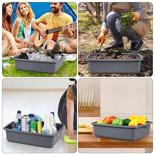 13 Liters Commercial Bus Tub Tote Boxes Plastic Dish Tub Wash Basin Set of 3