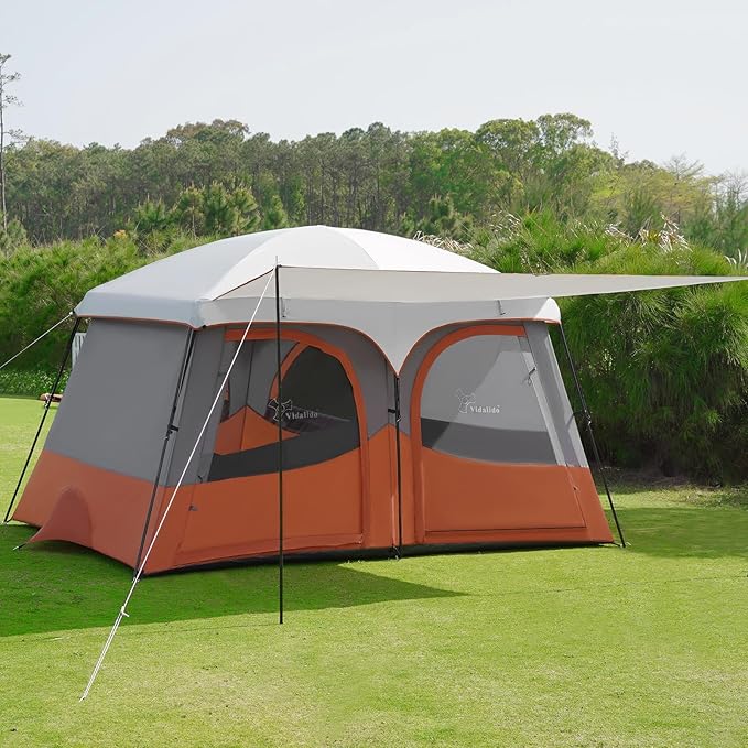 Vidalido Tents6-8 Person Camping Tent with Extended Vestibule2 Room Weather Resistant Family TentsEasy Install Waterproof Outdoor Tent for Backpacking and Camping Hiking