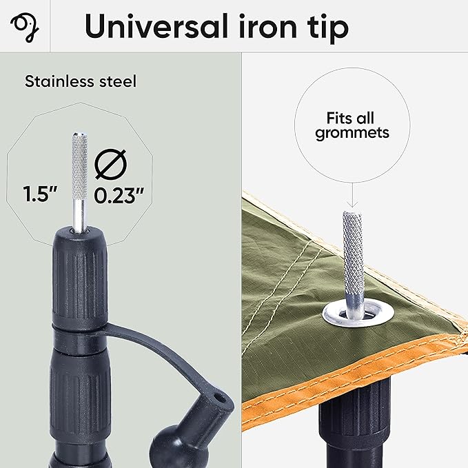 Green Elephant Camping Tarp Poles - Adjustable Aluminum Telescoping Tent Poles for Tarps Canopy &amp Awning - Heavy Duty Collapsible Pole Set of 2 - Extends 8ft 2.8 in Shrinks to 2ft 9.5 in.