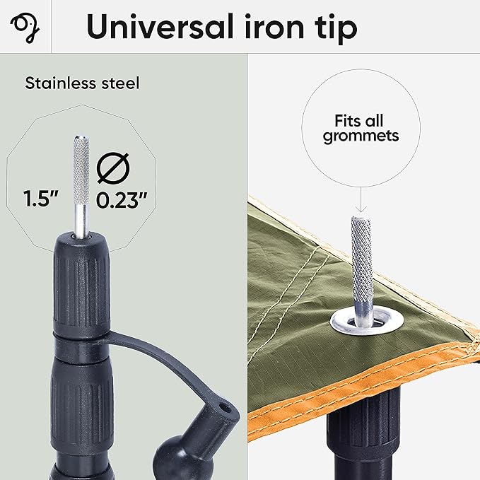 Green Elephant Camping Tarp Poles - Adjustable Aluminum Telescoping Tent Poles for Tarps Canopy &amp Awning - Heavy Duty Collapsible Pole Set of 4 - Extends 8ft Shrinks to 2ft - Caravan &amp Beach