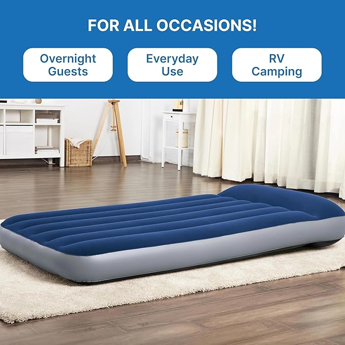Air Mattress with Built-in Electric Pump Twin Size 12 Inch Inflatable Mattress for Adults 2-Minute Fast Inflation Built-in Pillow Tritech I-Beam Support 330 lbs Capacity Includes Storage Bag
