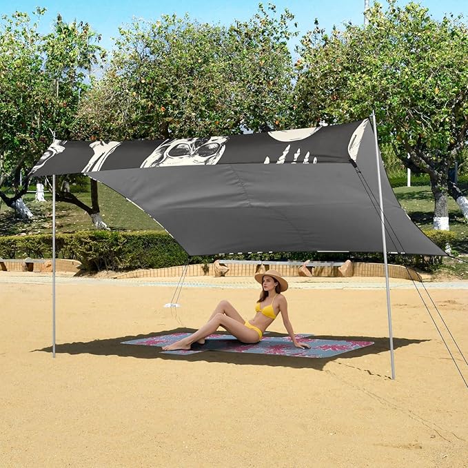 Beach Tent Sun Shelter Skull Hand Bones Lightweight &amp Easy Setup Beach Shade Canopy for Camping Fishing