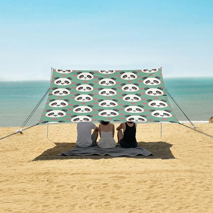 Camping Sun Shelters Panda and Red Heart Beach Canopy 126 * 110.2in