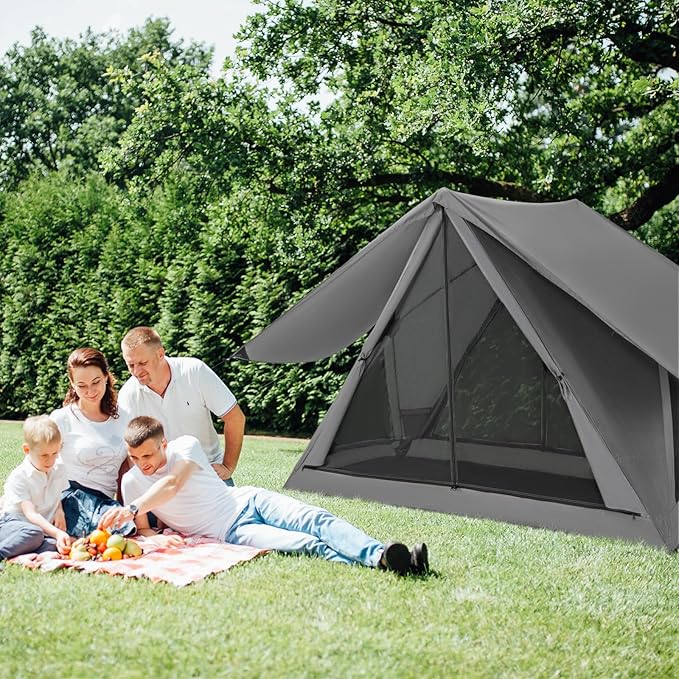 Goplus Pop-up Camping Tent 2-3 Person 360° One-Way See-Through Family Tent Waterproof Windproof 4-Season Shelter Tent w/Carry Bag Rainfly Easy Setup Portable Tent for Backpacking Hiking Outdoor