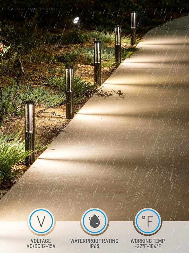 LEONLITE 10-Pack Low Voltage Landscape Pathway Lights LED Bollard Path Lights 3W Outdoor Landscape Lighting for Driveway Garden Aluminum 12-15V AC/DC IP65 Waterproof 3000K Warm White Black