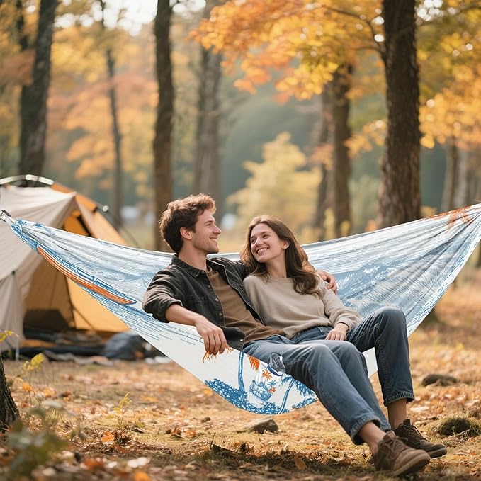 OTVEE Camping Hammock Tropical Island Pattern Portable Hammocks 500lb Upgraded Thickened Durable Single Hammocks with Tree Straps &amp Travel Bag for Camping Outdoor Indoor Patio Backyard