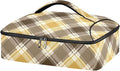 Casserole Carrier Pattern Yellow Brown Tartan Insulated Casserole Carrier for Hot or Cold Food Thermal Lunch Tote for Parties Picnic Travel Carry Bag
