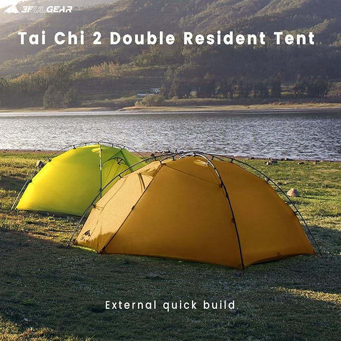 3FULGEAR Tai Chi 2 Ultralight Tent Bivvy Ground Tent for 2 Person Rainproof Windproof 3/4 Camping Tents Season for Outdoor Camping Trekking Kayaking Climbing Hiking Fishing Hunting