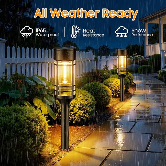 LETMY Solar Pathway Lights Outdoor 4 Pack Solar Lights Outdoor Waterproof IP65 Bright Garden Light for Yard Walkway Driveway Landscape Garden Decor