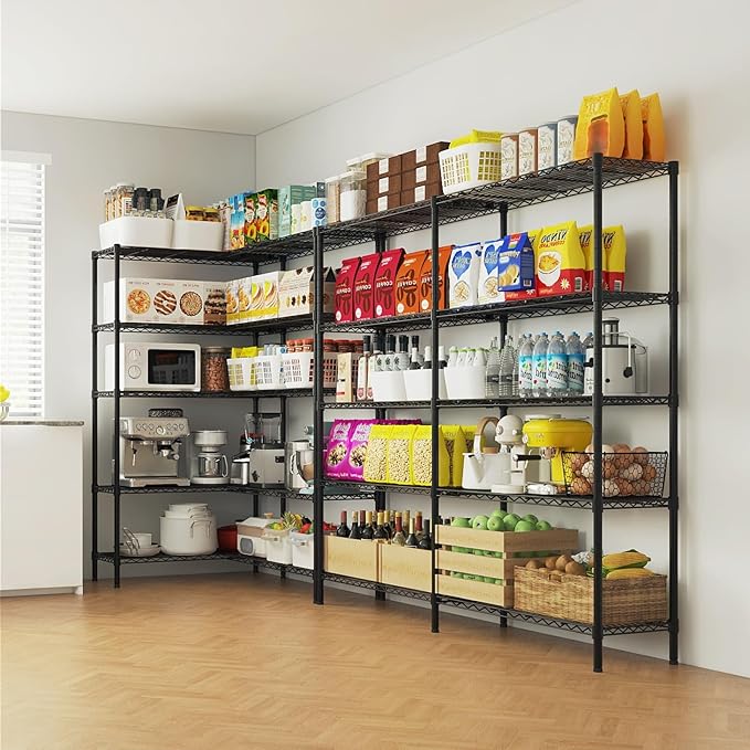 Home Storage Rack With Five Layers Of Double Row Shelves Adjustable Metal Shelf Units Black Powder Coating Flexible Interlayer Spacing Suitable For Retail And Exhibition Use (70 × 16 × 71) Inches