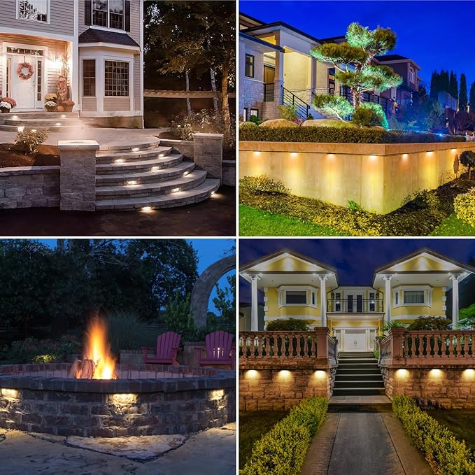 8-Pack 12 Inch 5CCT Retaining Wall Lights 4W LED Hardscape Lighting LED Landscape Lighting 12V-15V Low Voltage Outdoor Step Lights Paver Lights 2200K/2700K/3000K/4000K/5000K Selectable ETL