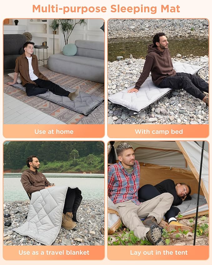 KingCamp Cot Mattress Portable Lightweight Camping Sleeping Mat Soft Comfortable Non-Slip Cot Pad for Camp Cot RV Bunk &amp Twin Beds (75 x 25 x 2 Gray)