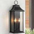 Outdoor Wall Lights Dusk to Dawn Waterproof Outside Wall Sconce Large Modern Wall Fixture with Glass Exterior Lamp for House Porch Garage 2-Light (20.6 Inch Black)