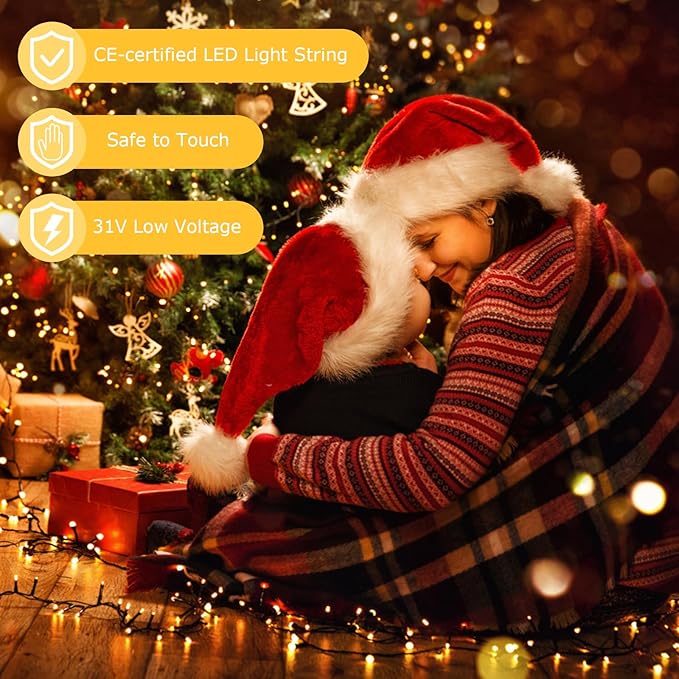 Outdoor Christmas Lights 328FT 800 LED String Lights 8 Modes with Remote Timer Fairy Lights Plug-in Waterproof Christmas Outdoor Lights for Yard Patio Home Party Christmas Decorations