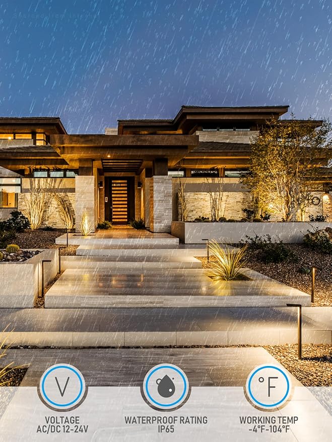 LEONLITE 5CCT LED Low Voltage Landscape Pathway Light 5W Anti-Glare Path Lights Aluminum IP65 Outdoor Sidewalk Lights Wired ETL 16 Inch 1800K/2700K/3000K/4000K/5000K Oil Rubbed Bronze Pack of 6