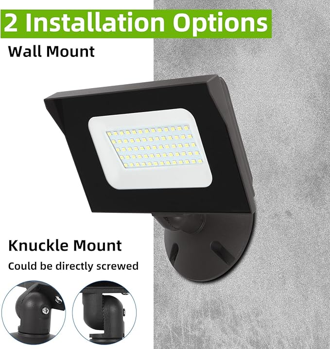 LED Flood Lights Outdoor 40W 4400LM IP65 Waterproof Adjustable Knuckle Mount LED Security Light500W Halogen Equiv5000K Daylight Dusk to Dawn Flood Light for Yard Garage Garden(2 Pack)