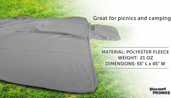 DISCOUNT PROMOS Roll Up Picnic Blankets Set of 10 Bulk Pack - Great Outdoor Blanket for Camping Picnic Beach Sports Outdoor Activities - Grey