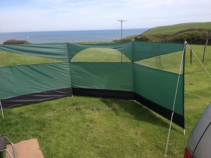 Windbreaker Privacy Camping Screen 3 Panel Blocker Garden Beach 197 x 60 (Forest Green)