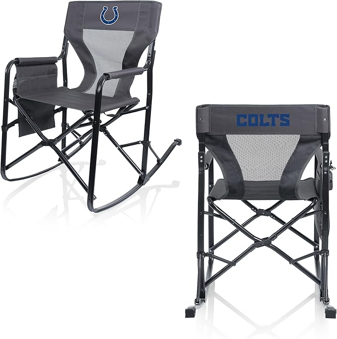 Picnic TIME NFL Woodland Rocking Camping Chair with Storage Caddy Camp Chair for Adults