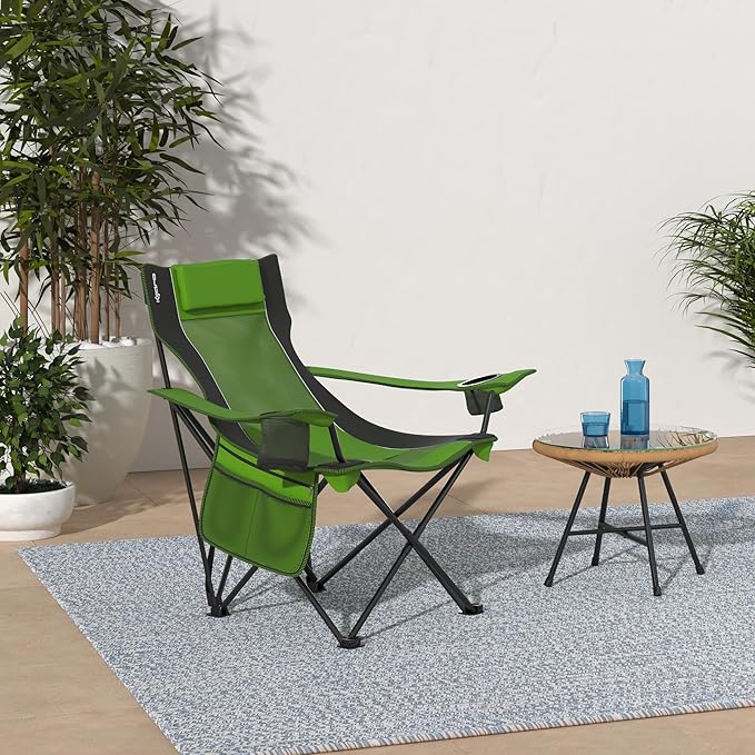 Kijaro Sling Folding Camping Chair - Enjoy The Outdoors in This Outdoor Chair with a Built-in Cup Holders and Side Organizer OR Side Cooler - Includes a Detachable Pillow