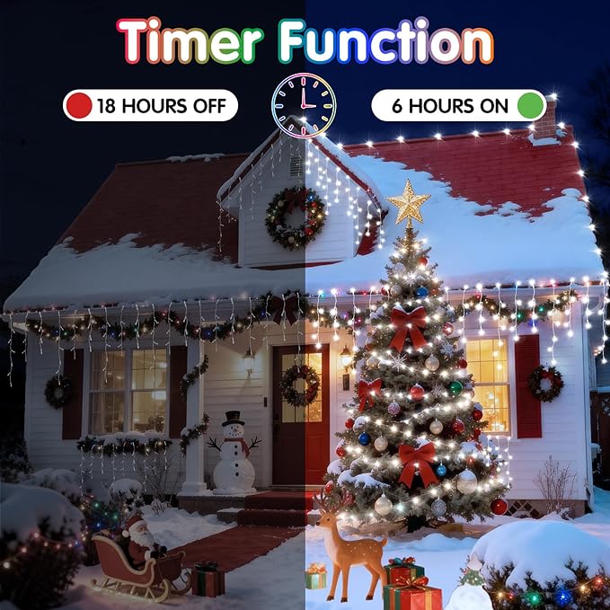 Hezbjiti Christmas Lights Decorations Outdoor 1600LED 164FT Ice Fairy Lights 8 Modes 320 Drops Fairy String Lights for Christmas Decor Eaves Party Yard Garden