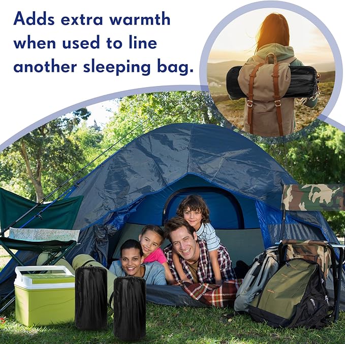 Mixweer 3 Pcs Fleece Sleeping Bag Liner for Adult Warm or Cold Weather 75 Adds 12 Degrees Fahrenheit More Warmth Zippered Camping Blanket Liner with Bag for Adult Travel