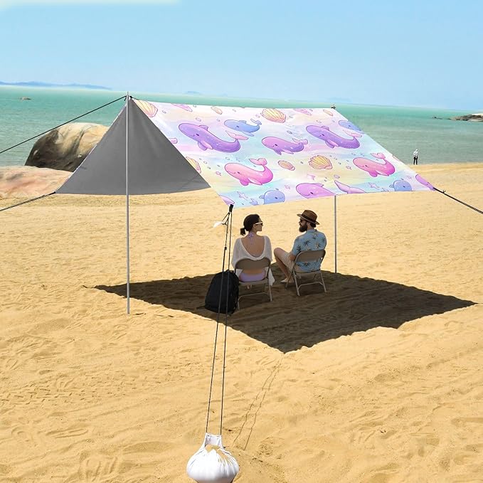 Beach Tent Sun Shelter Rainbow Dolphin Shell Lightweight &amp Easy Setup Beach Shade Canopy for Camping Fishing