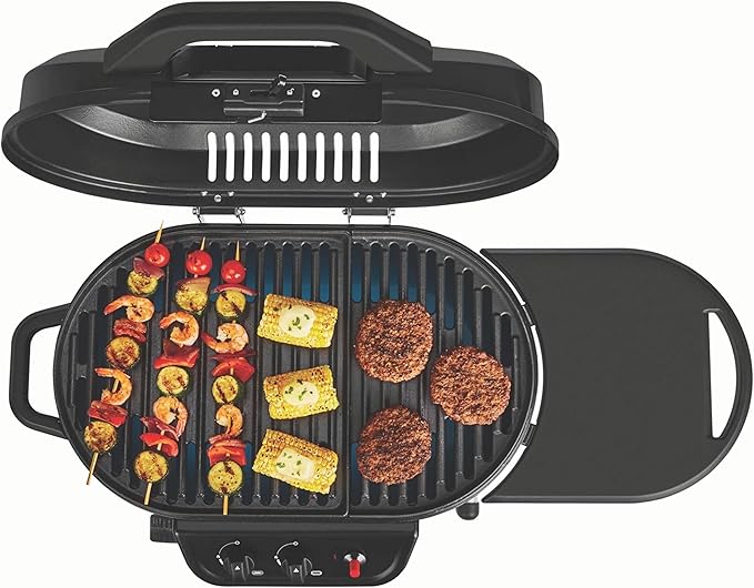 Coleman RoadTrip 225 Portable Propane Grill 2-Burner Gas Grill with Matchless Ignition &amp Adjustable Temperature Control 11000 BTUs of Power for Grilling Tailgating Camping BBQ &amp More