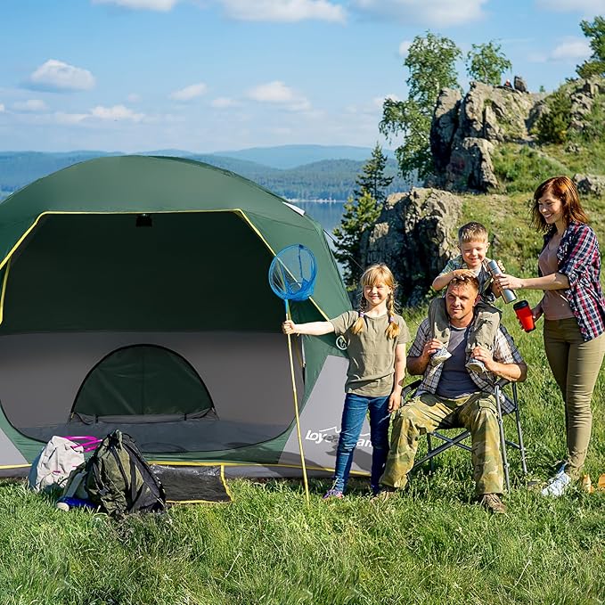 Tents for Camping 4 Person Tent Waterproof Easy Setup Dome Family Tent with Rainfly Large Tents for Outdoor Camping&ampHikingPolyurethane Material Dark Green
